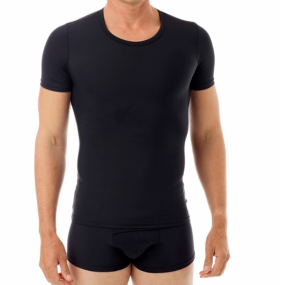 Underworks Crew Neck Black Concealer Microfiber Shirt for Gynecomastia & Binding - Picture 4 of 7